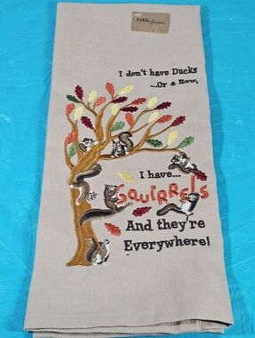 Park Designs "Squirrels Everywhere" Embroidered Dishtowel